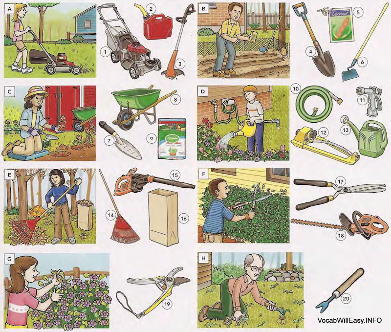 GARDENING TOOLS AND ACTIONS